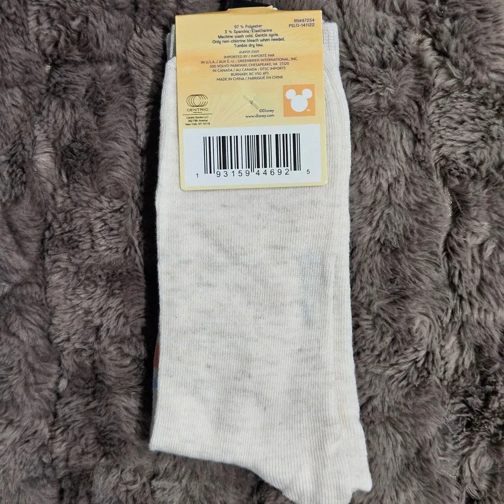 Disney Stitch Crew Socks Mens‎ Womens Size 6-12 Cream Blue Easter
